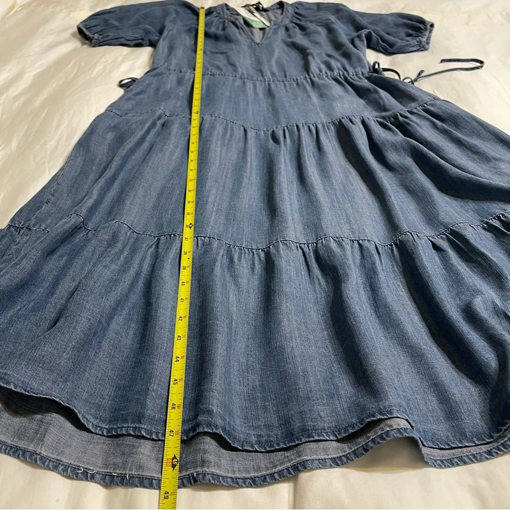 CASSIE CALVA chambray denim DRESS Midi‎ Blue Dress M - Picture 10 of 12